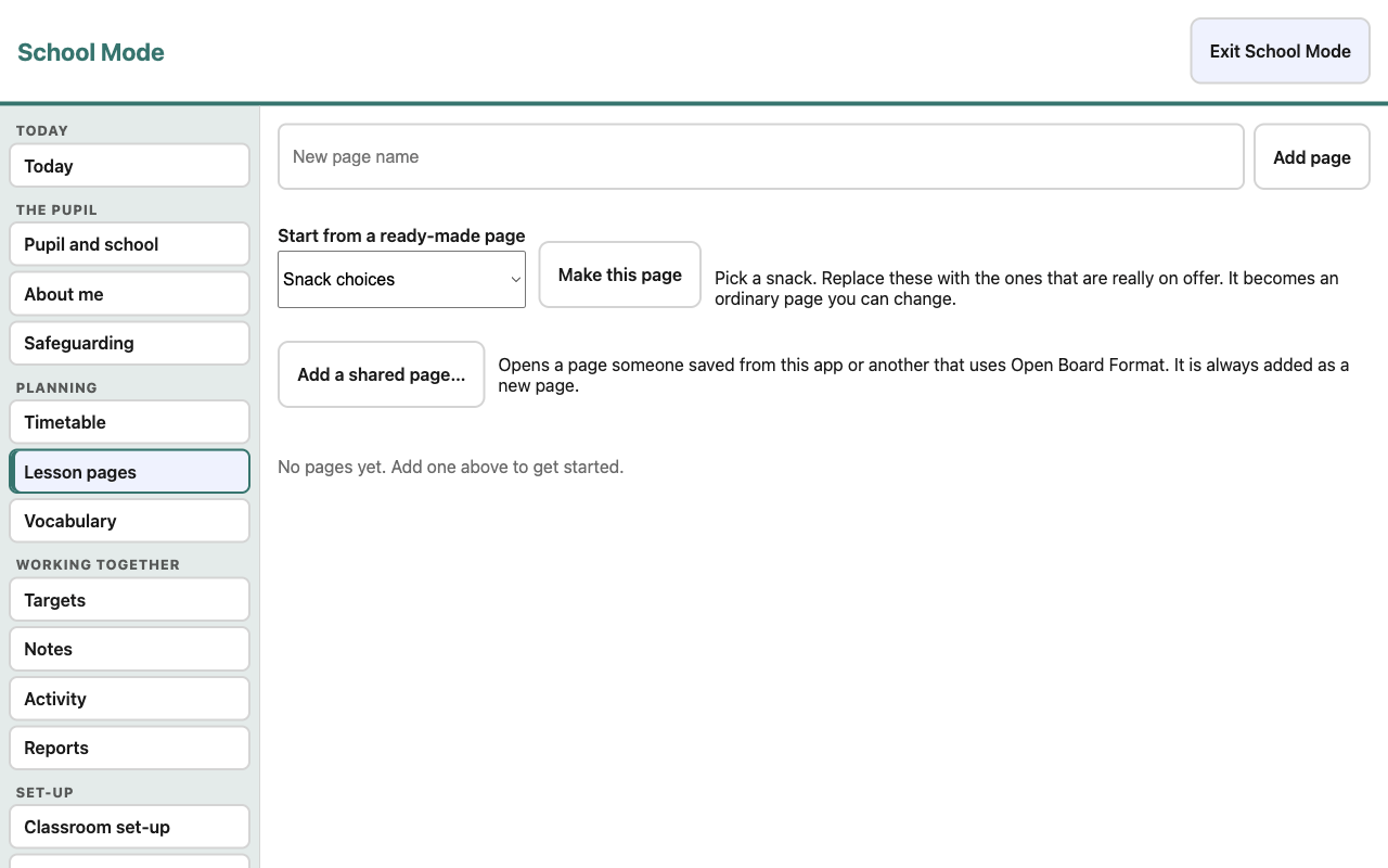 Ready-made lesson pages